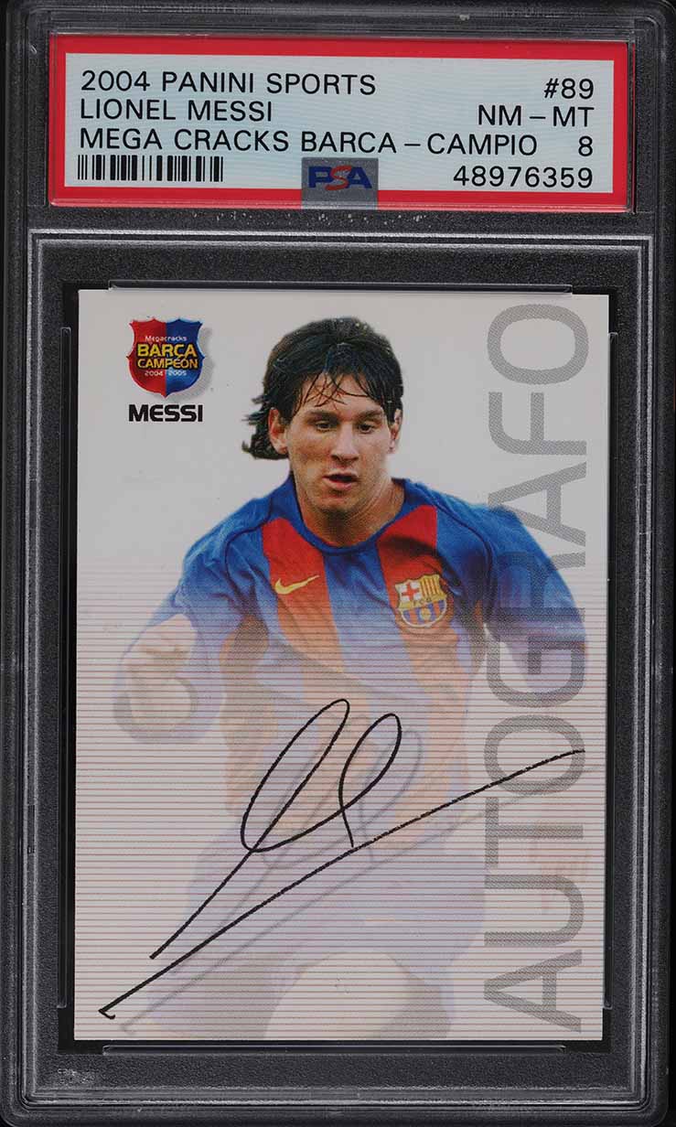 2004 Panini Sports Mega Cracks Barca Lionel Messi ROOKIE RC AUTO #89 PSA 8 NM-MT