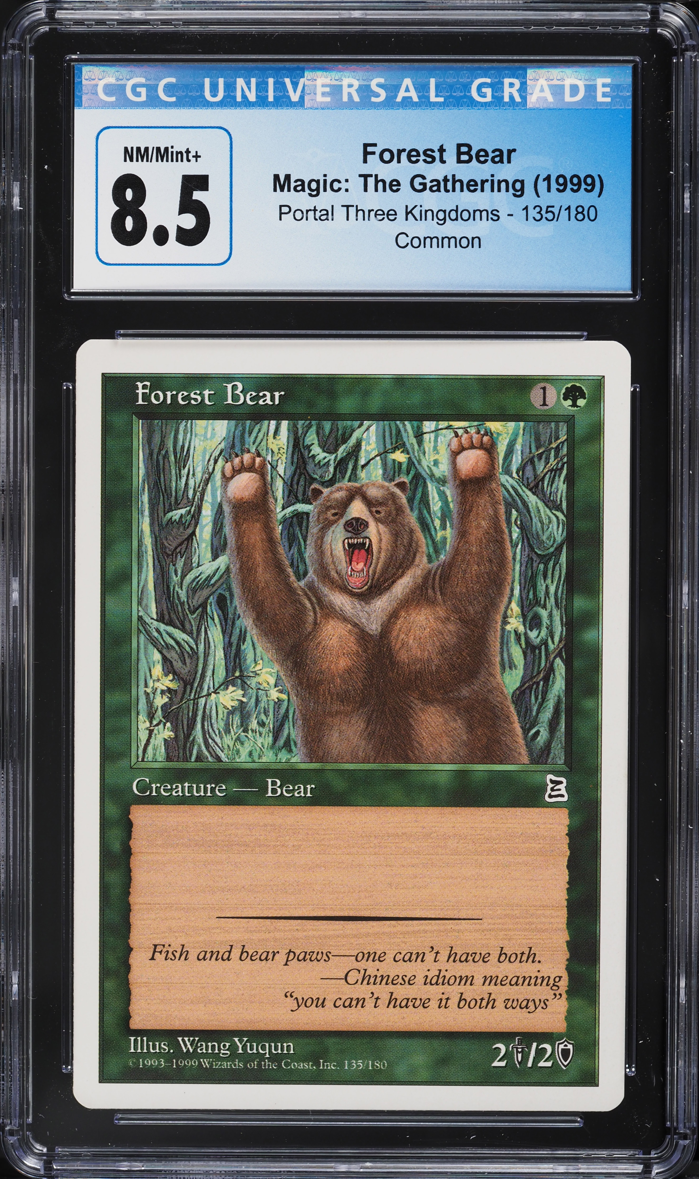 1999 Magic The Gathering MTG Portal Three Kingdoms Forest Bear #135 CGC 8.5