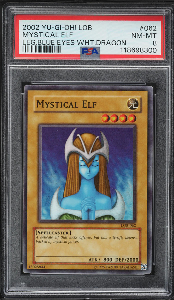 2002 Yu-Gi-Oh! Legend Of Blue Eyes Mystical Elf #LOB-062 PSA 8 NM-MT