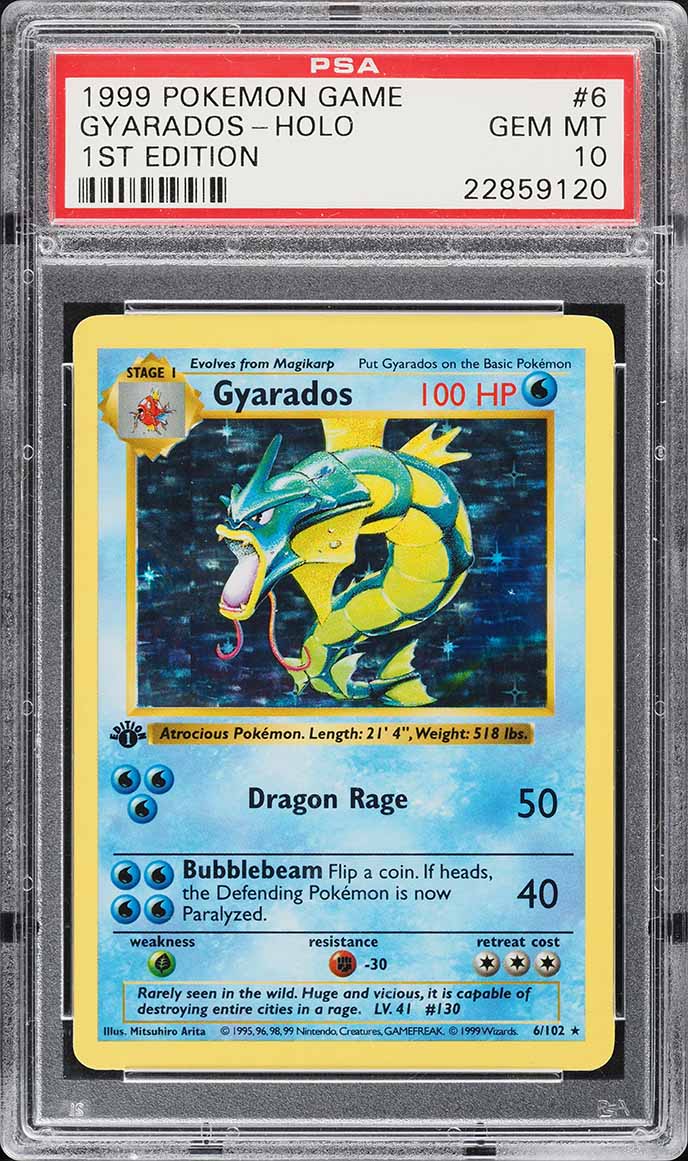 1999 Pokemon Base Set Shadowless 1st Edition Holo Gyarados #6 PSA 10 GEM MINT