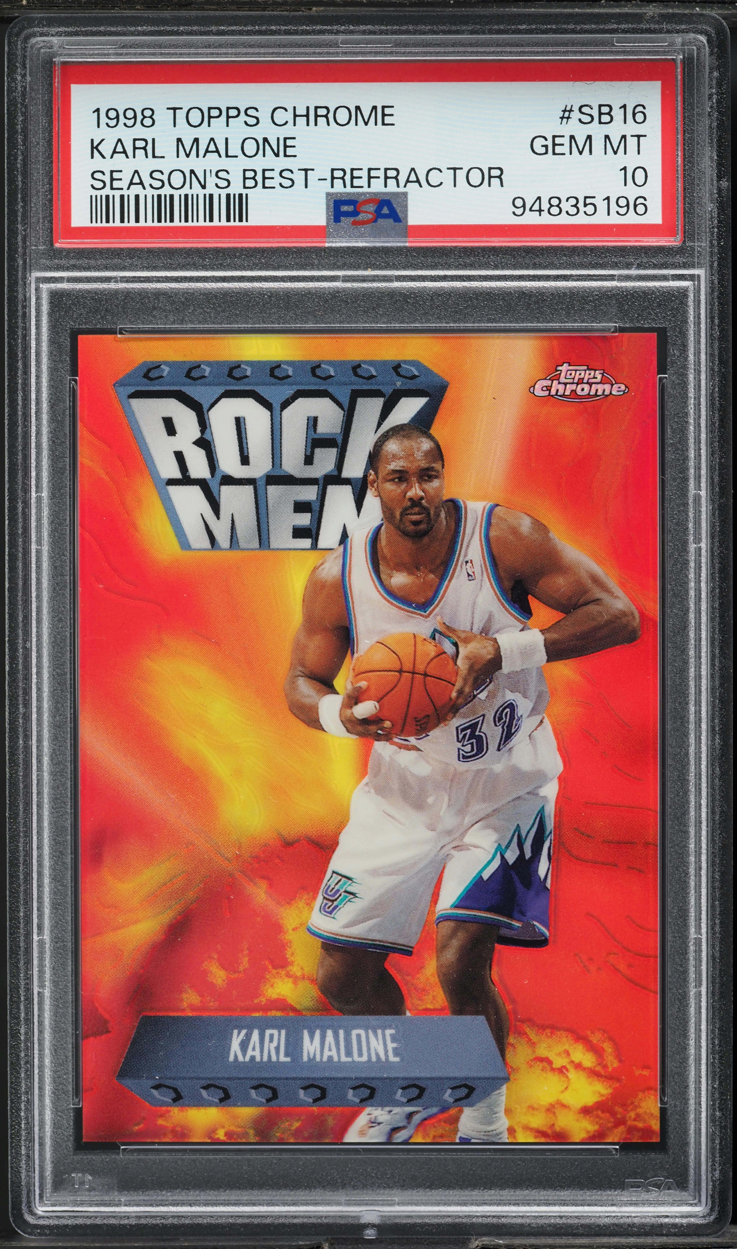 1998 Topps Chrome Season's Best Refractor Karl Malone #SB16 PSA 10 GEM MINT