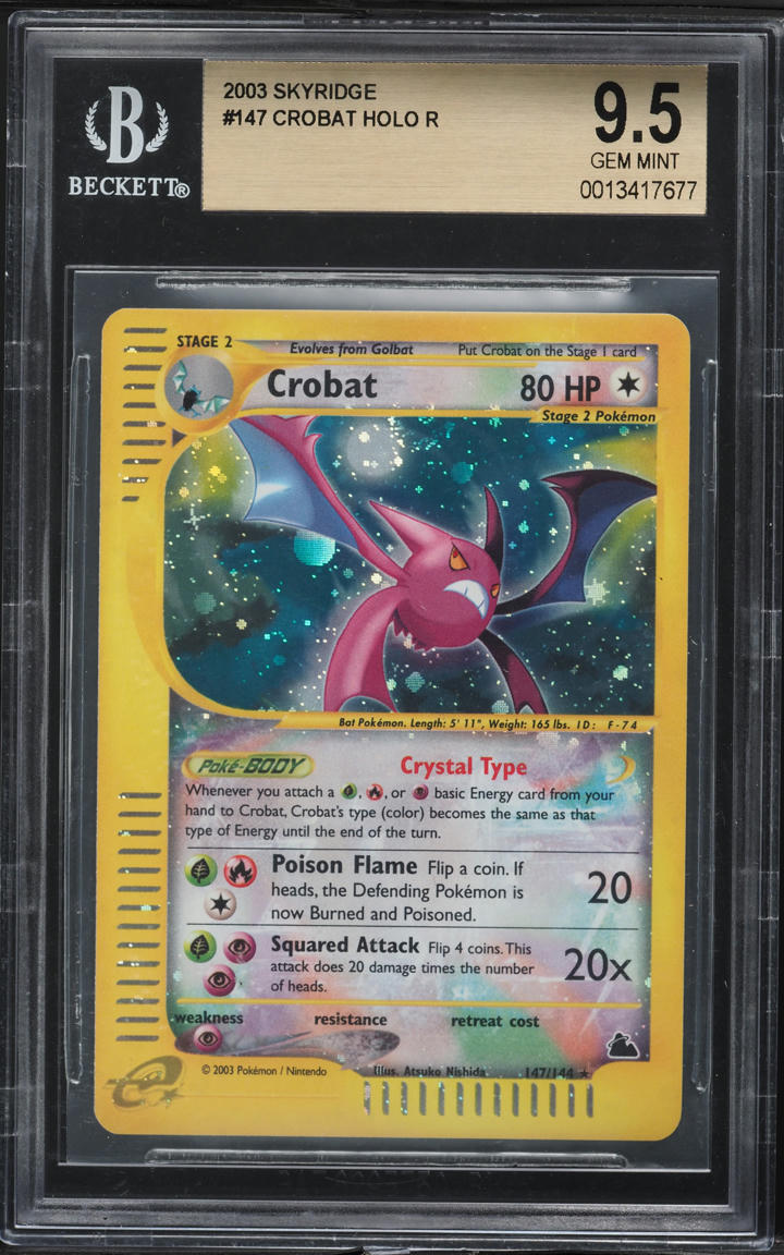 2003 Pokemon Skyridge Holo Crystal Crobat #147 BGS 9.5 GEM MINT