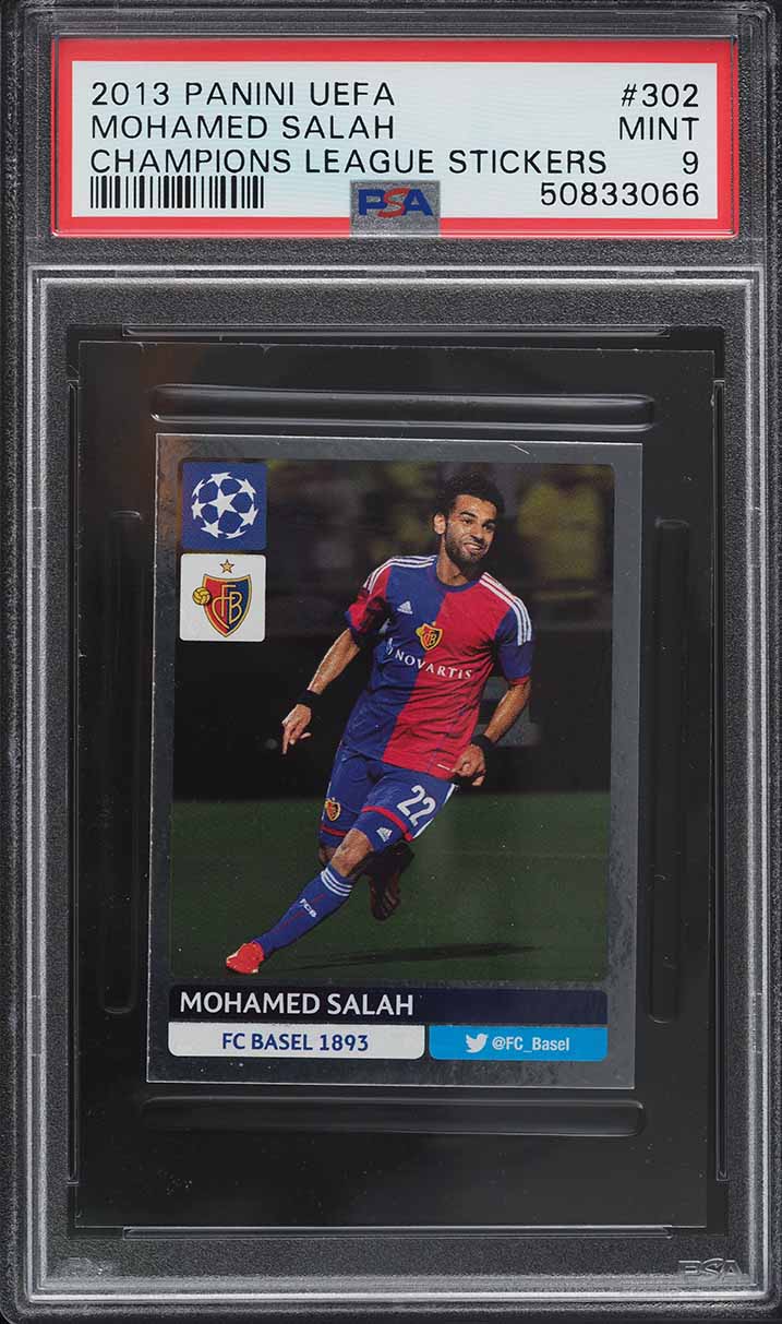 2013 Panini UEFA Champions League Stickers Mohamed Salah ROOKIE #302 PSA 9 MINT