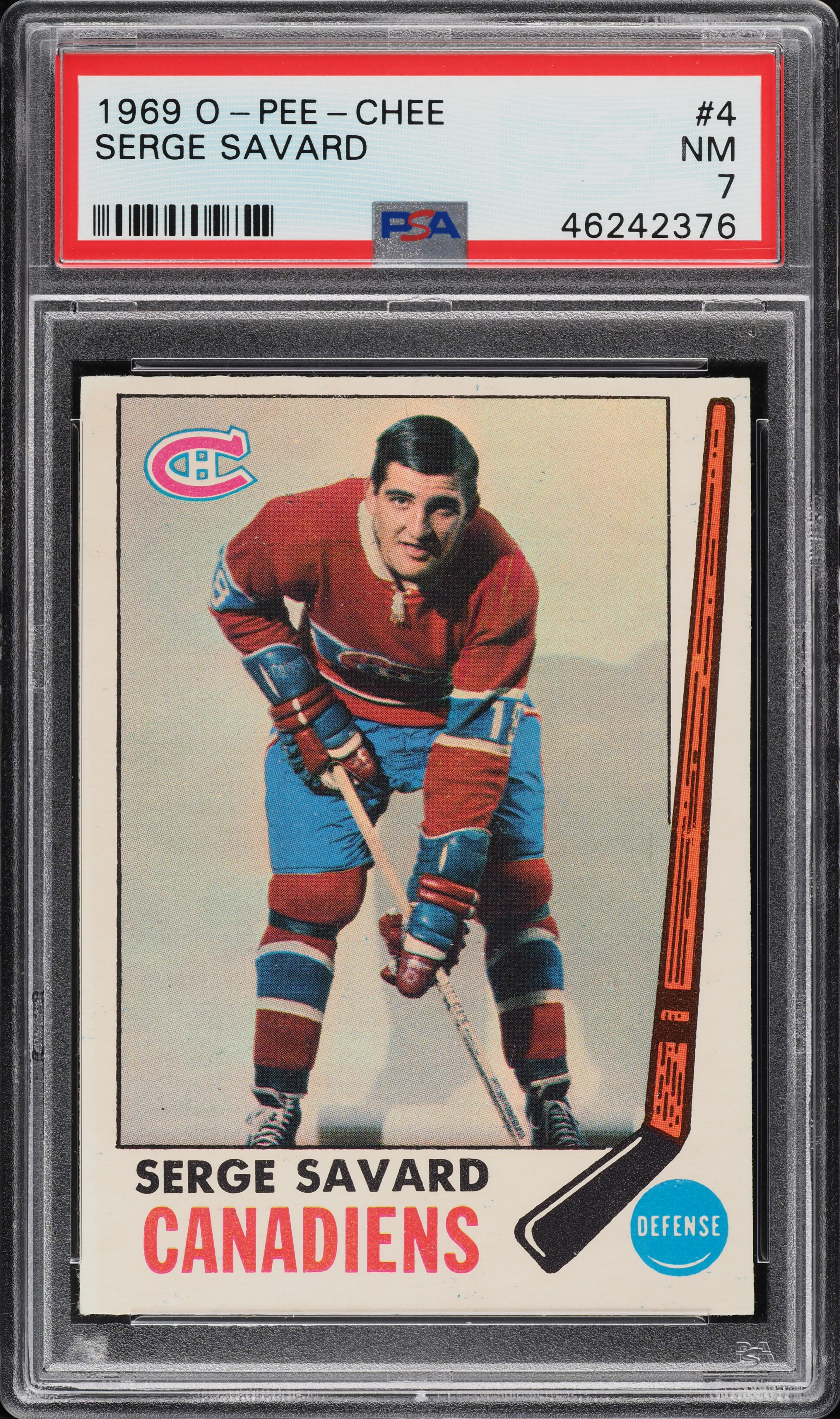 1969 O-Pee-Chee Hockey Serge Savard ROOKIE #4 PSA 7 NRMT