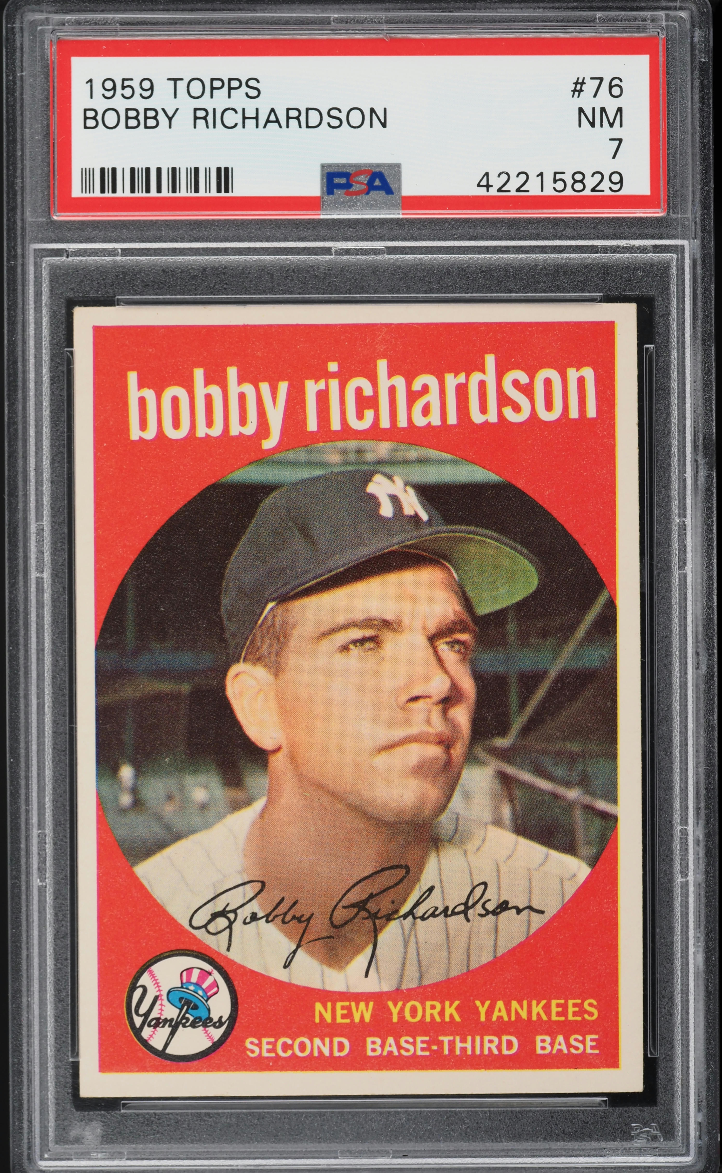 1959 Topps Bobby Richardson #76 PSA 7 NRMT