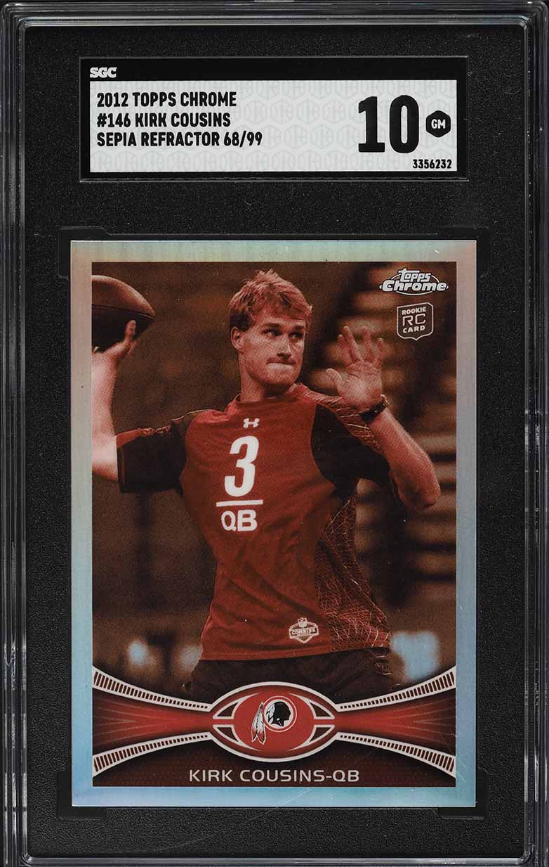 2012 Topps Chrome Sepia Refractor Kirk Cousins ROOKIE /99 #146 SGC 10 GEM MINT