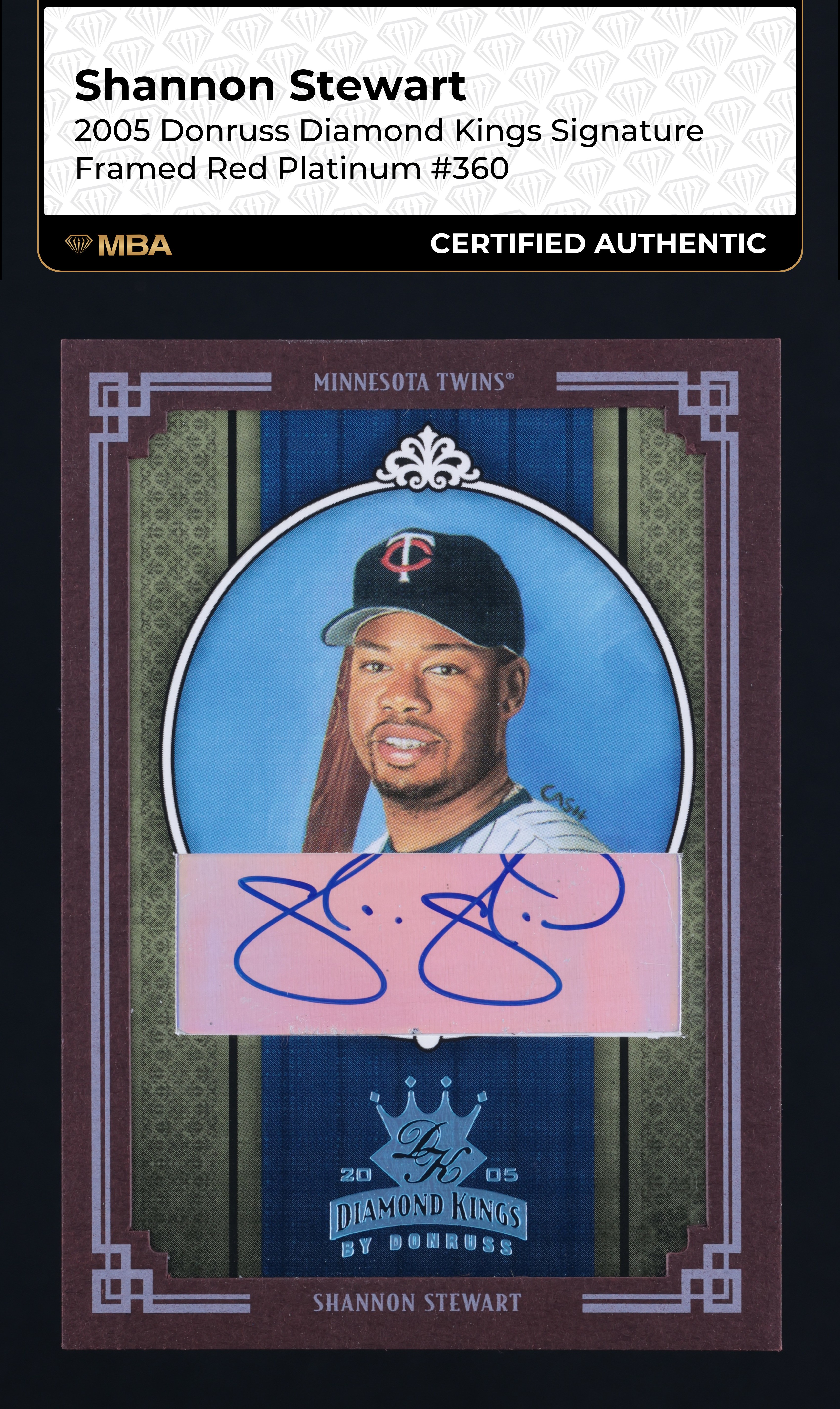 2005 Donruss Diamond Kings Framed Red Platinum Shannon Stewart AUTO 1/1 MBA AUTH