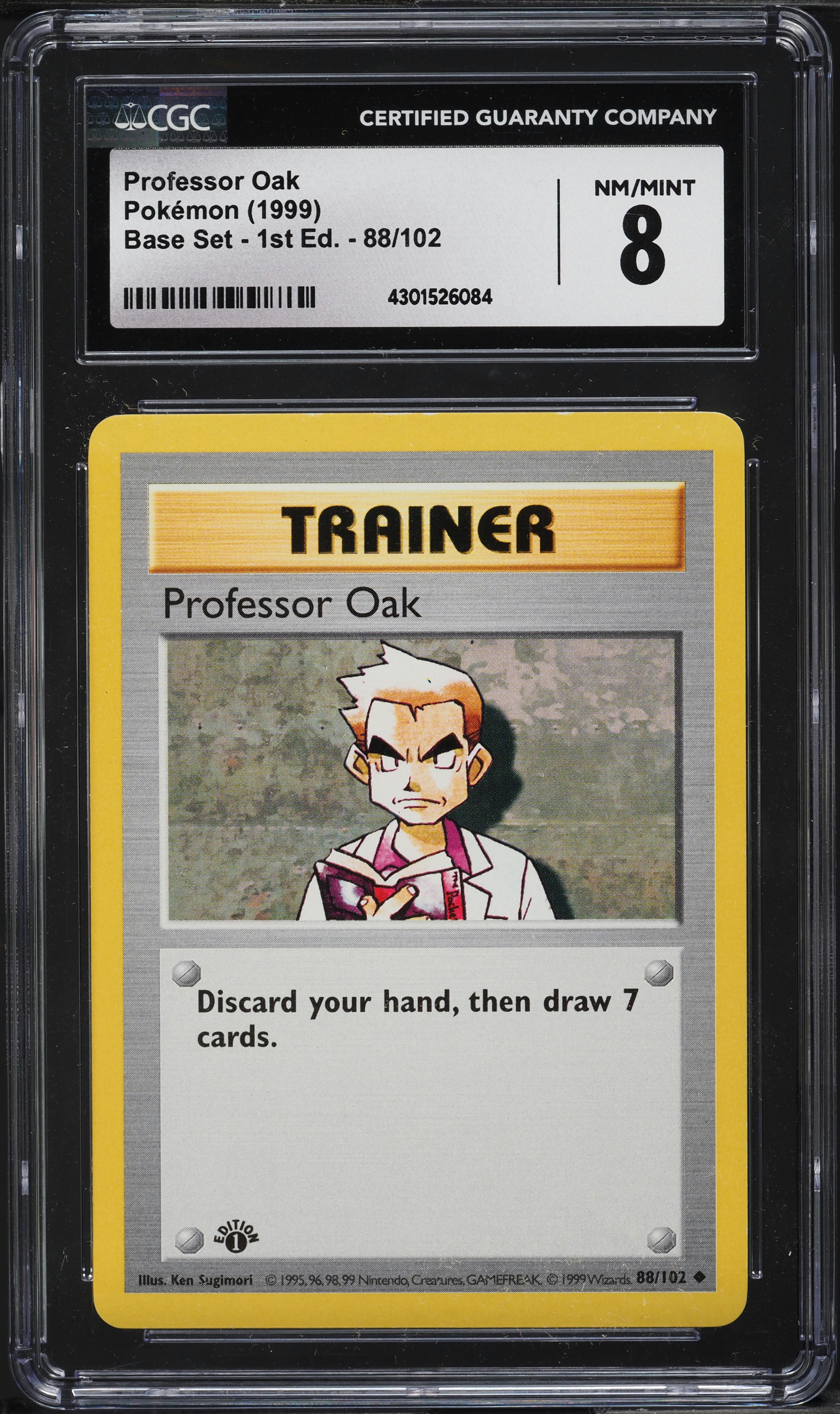 1999 Pokemon Base Set 1st Edition Professor Oak #88 CGC 8 NM-MT