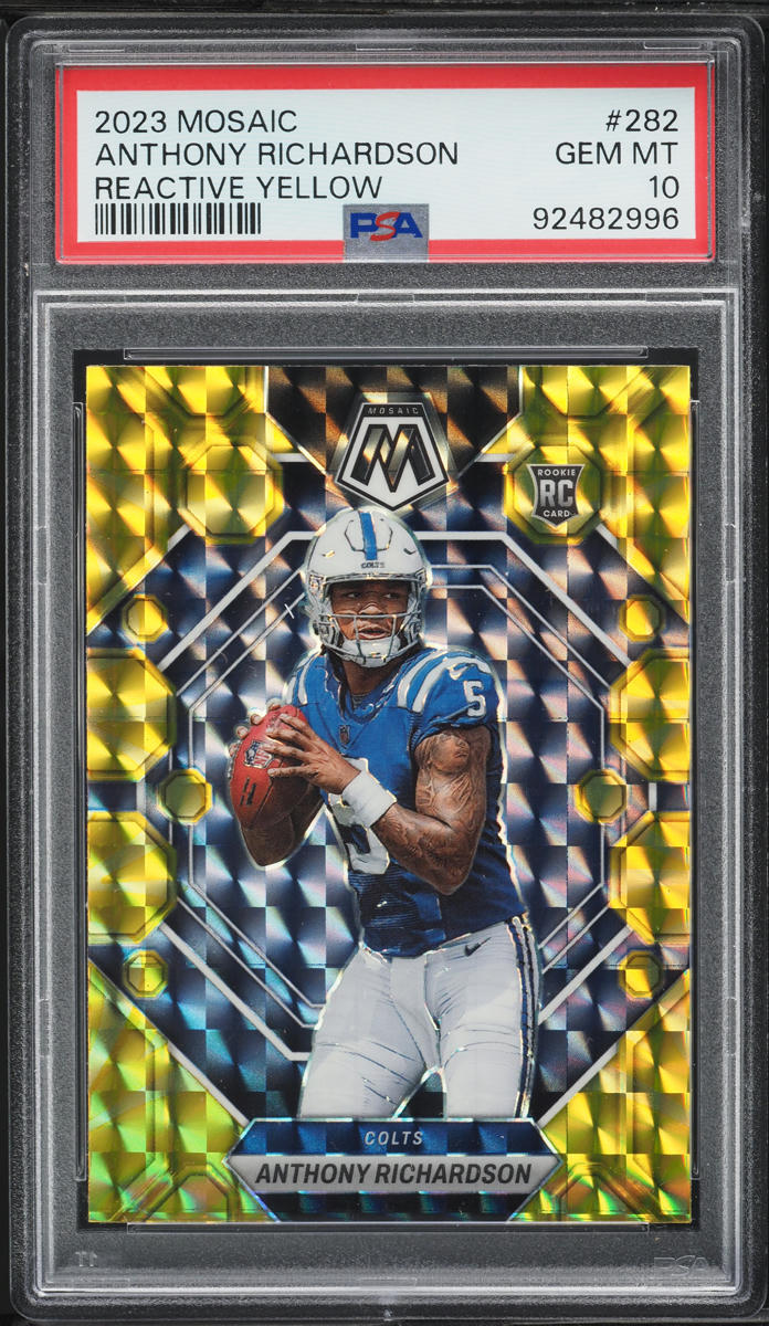 2023 Panini Mosaic Reactive Yellow Anthony Richardson ROOKIE #282 PSA 10 GEM
