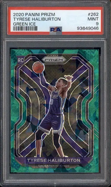 2020 Panini Prizm Green Ice #262 Tyrese Haliburton RC PSA 9