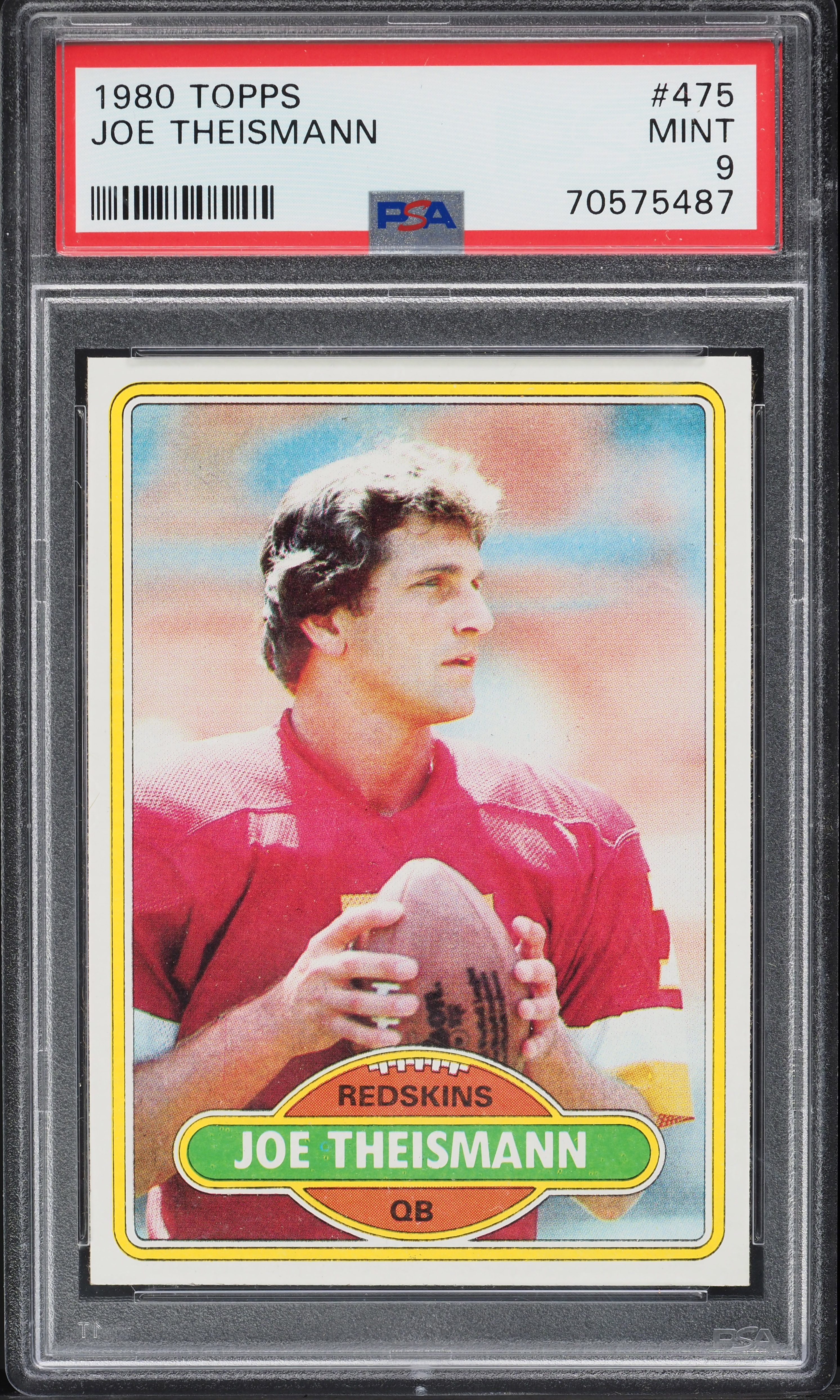 1980 Topps Football Joe Theismann #475 PSA 9 MINT