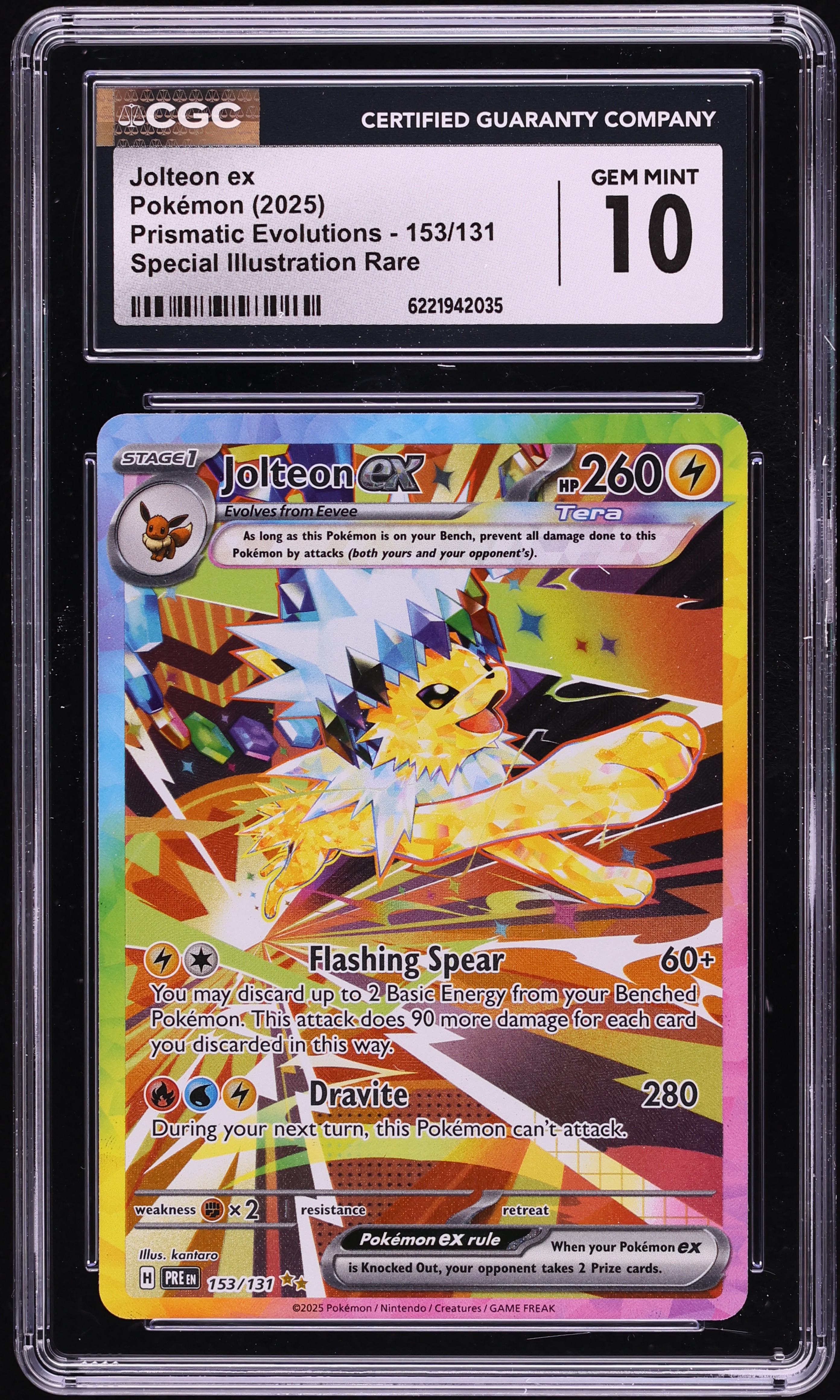 2025 Pokemon Scarlet & Violet Prismatic Evolutions SIR Jolteon EX #153 CGC 10 GEM MINT