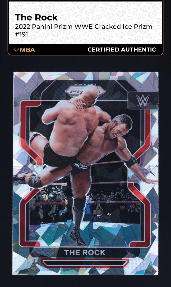 2022 Panini Prizm WWE Cracked Ice The Rock #191 MBA AUTH