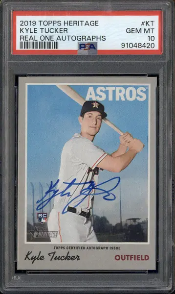 2019 Topps Heritage Real One Autograph #KT Kyle Tucker RC Auto PSA 10