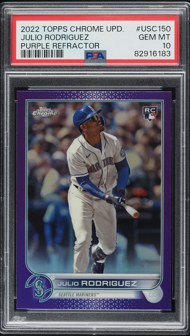 2022 Topps Chrome Update Purple Refractor Julio Rodriguez ROOKIE #USC150 PSA 10