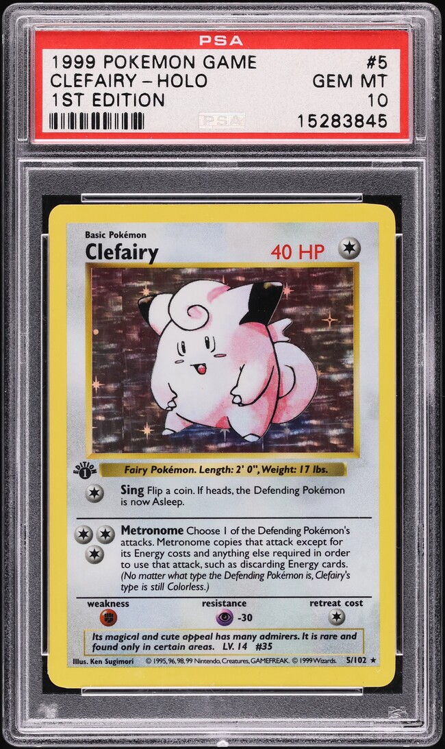1999 Pokemon Base Set Shadowless 1st Edition Holo Clefairy #5 PSA 10 GEM MINT