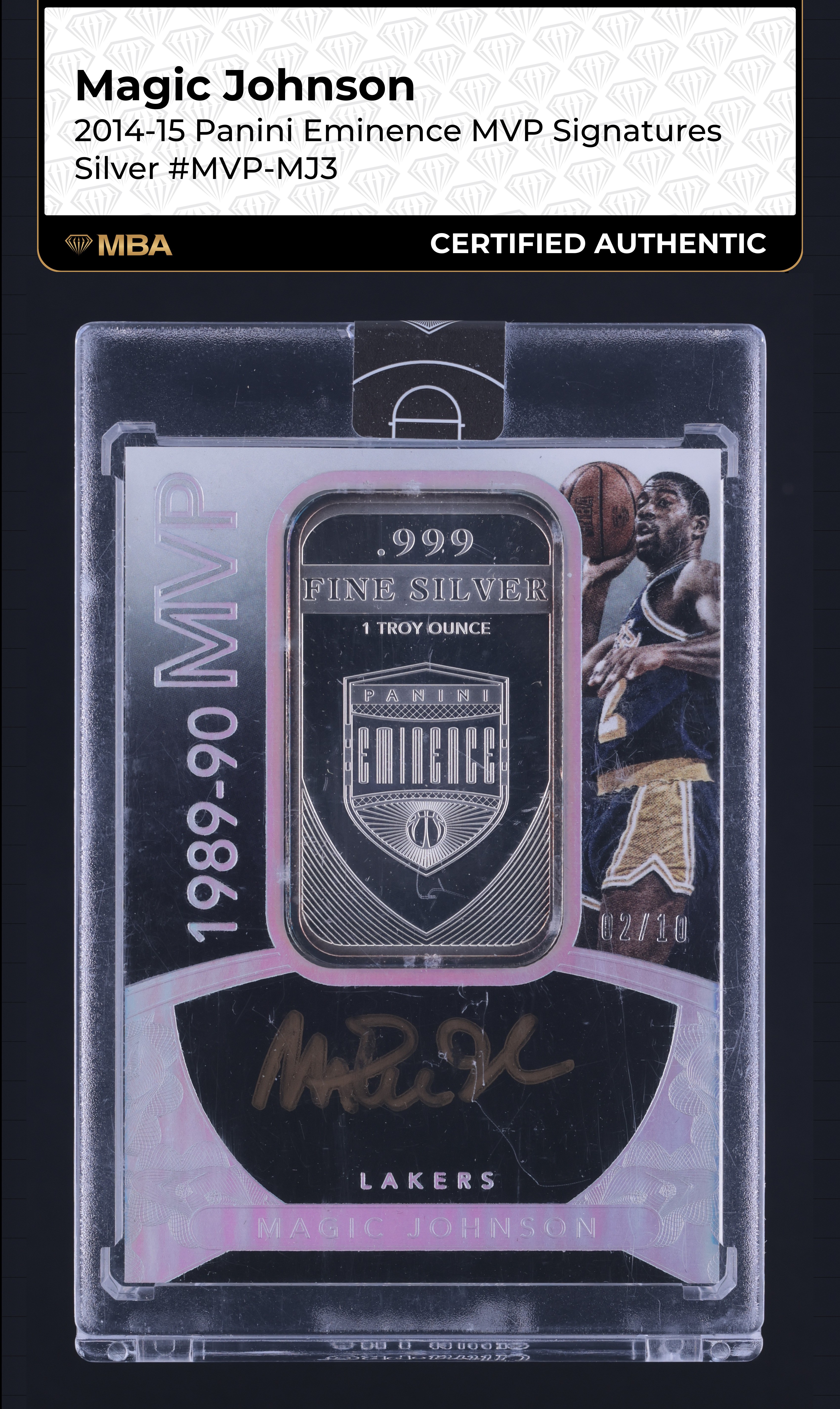 2014 Panini Eminence MVP Silver Bar Magic Johnson AUTO /10 #MVP-MJ3 MBA AUTH