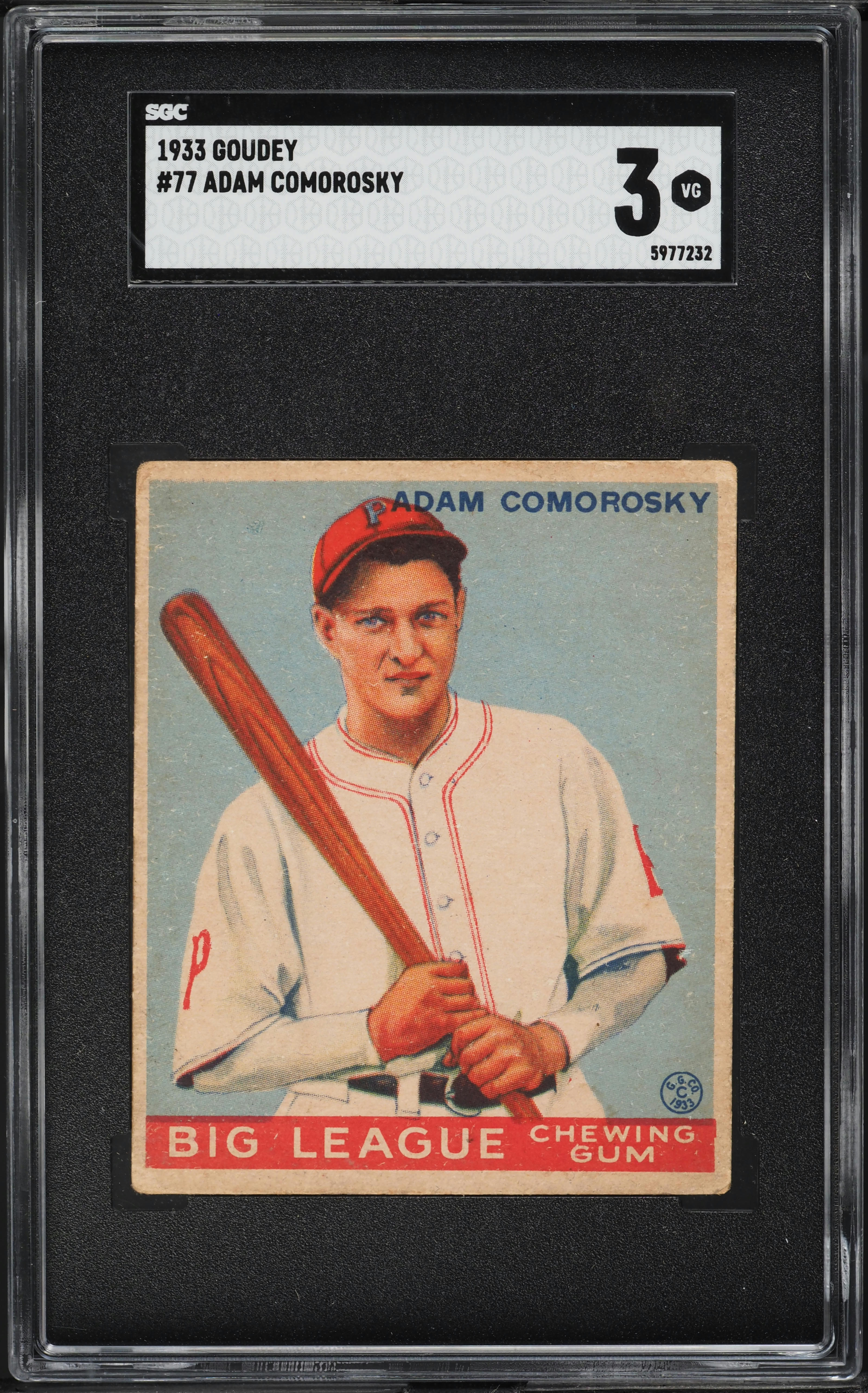 1933 Goudey Adam Comorosky #77 SGC 3 VG