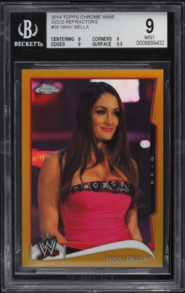 2014 Topps Chrome WWE Gold Refractor Nikki Bella /50 #35 BGS 9 MINT