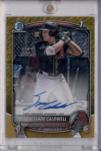 2025 Bowman Chrome Gold Shimmer Refractor #CPA-SC Slade Caldwell RC Auto /50
