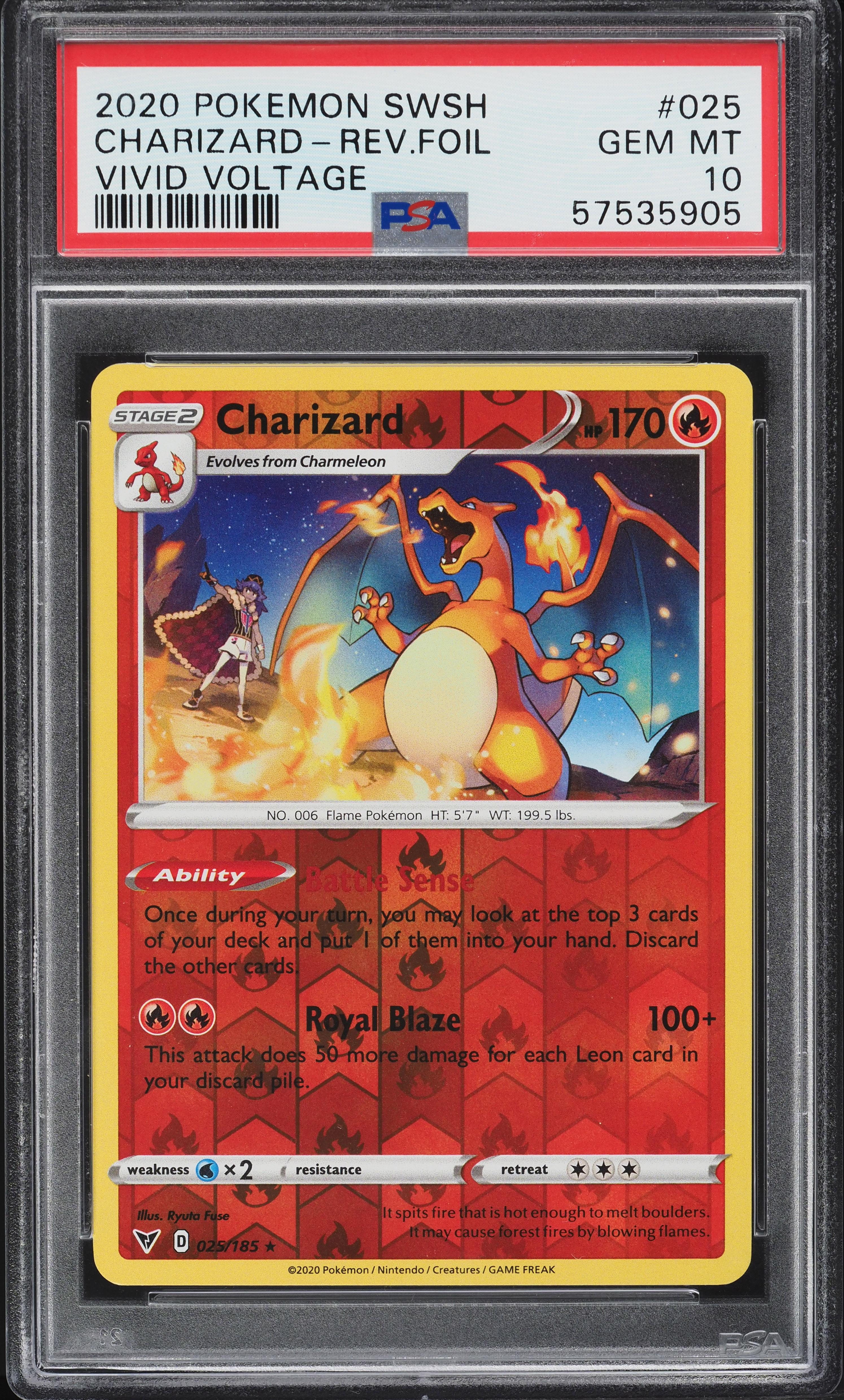 2020 Pokemon Sword & Shield Vivid Voltage Reverse Holo Charizard #25 PSA 10 GEM