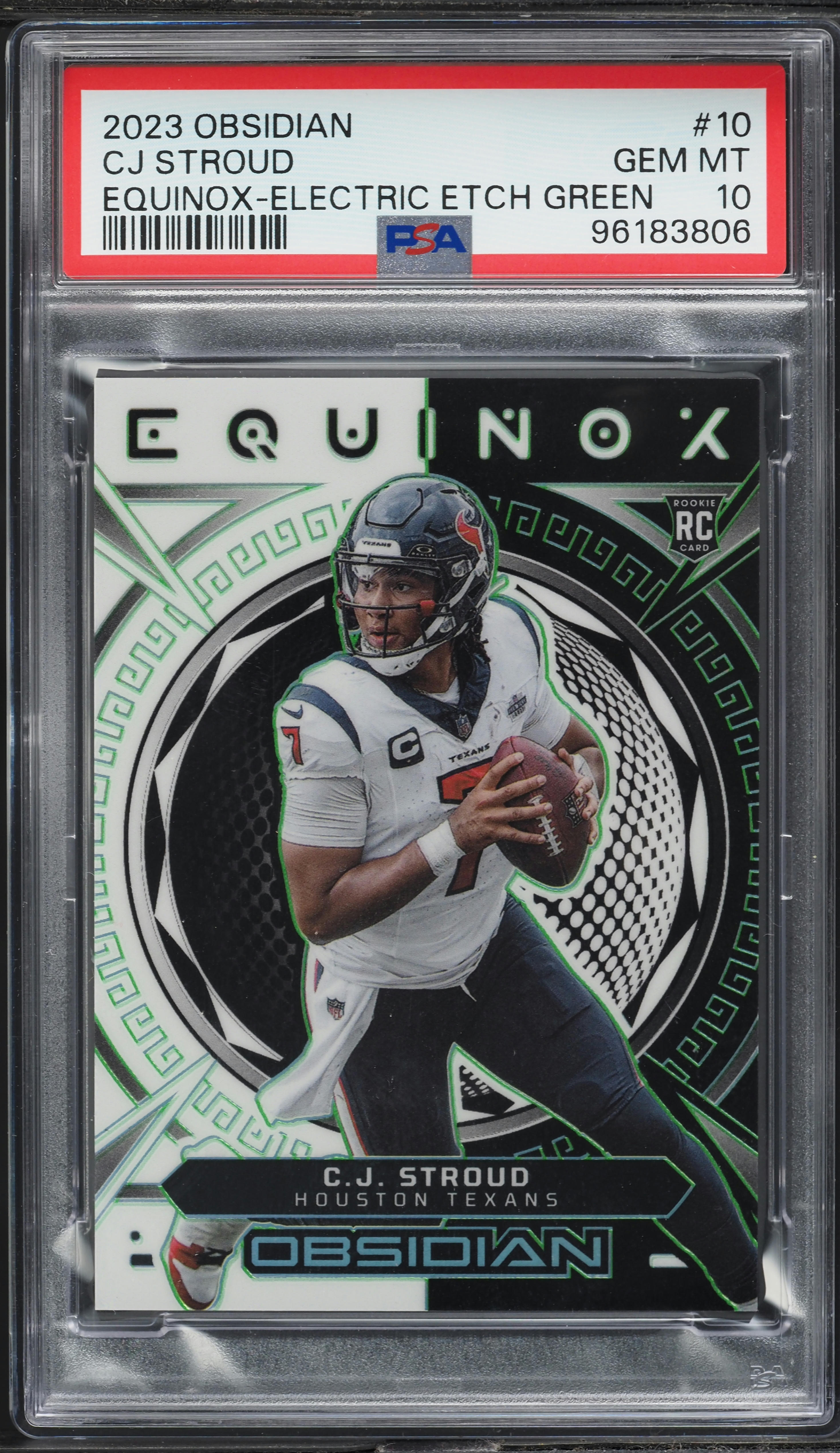 2023 Panini Obsidian Equinox Electric Etch Green CJ Stroud RC /35 #10 PSA 10 GEM