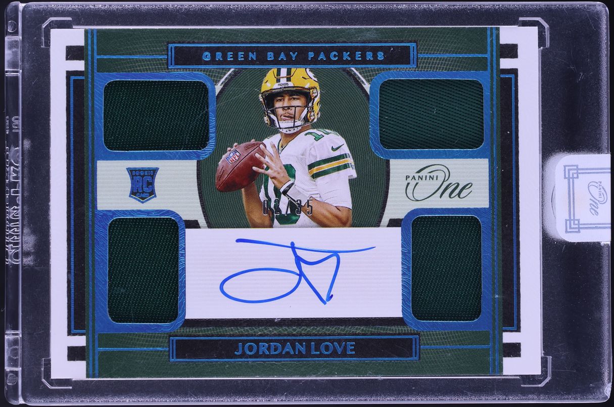 2020 Panini One Quad Blue Jordan Love ROOKIE PATCH AUTO /35 #74