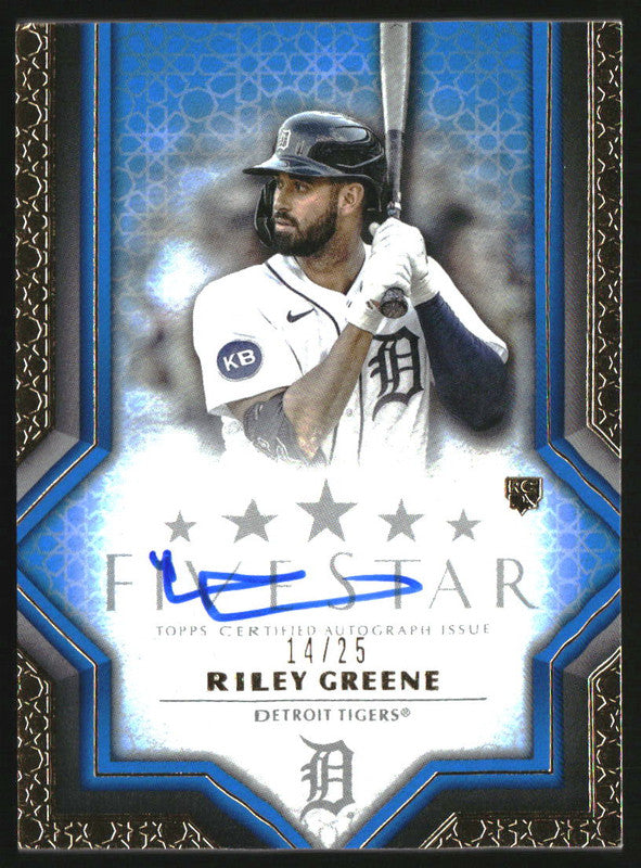 2023 Topps Five Star Autographs Blue #FSARG Riley Greene RC Auto /25