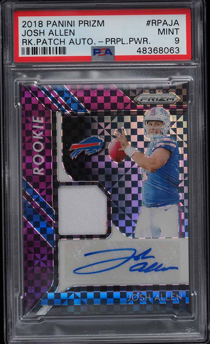 2018 Panini Prizm Purple Power Josh Allen ROOKIE RC PATCH AUTO /50 #RPAJA PSA 9