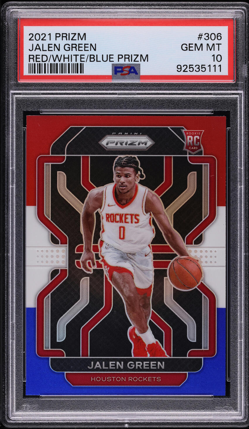 2021 Panini Prizm Red White Blue Jalen Green ROOKIE #306 PSA 10 GEM MINT