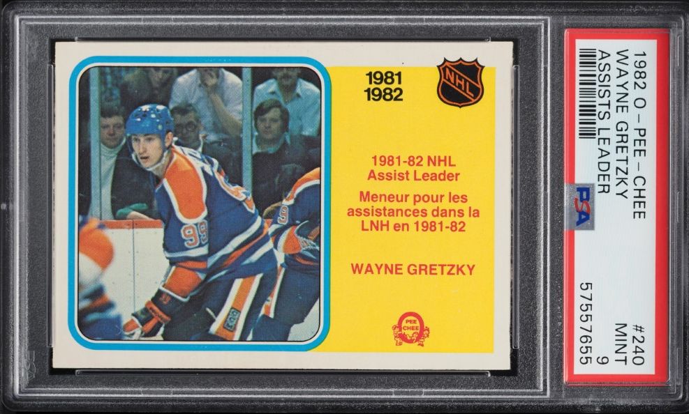 1982 O-Pee-Chee Hockey Wayne Gretzky ASSISTS LDRS #240 PSA 9 MINT