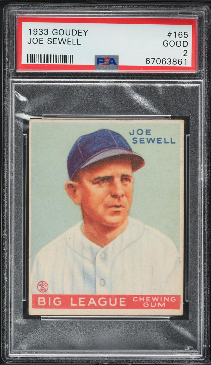 1933 Goudey Joe Sewell #165 PSA 2 GD