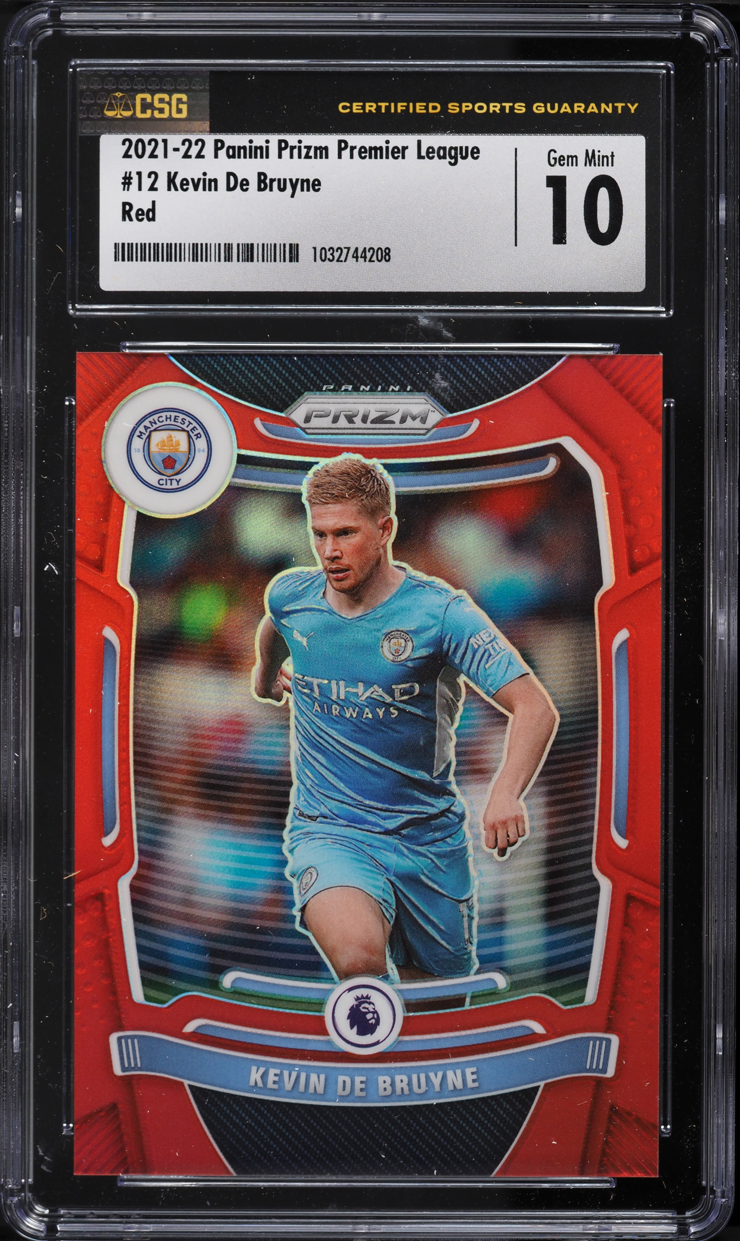 2021 Panini Prizm Premier League Red Kevin De Bruyne /199 #12 CSG 10 GEM MINT