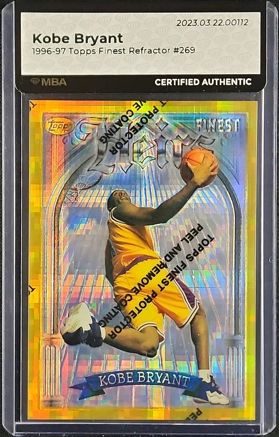 1996 Finest Gold Refractor w/ Coating Kobe Bryant ROOKIE #269 MBA AUTH