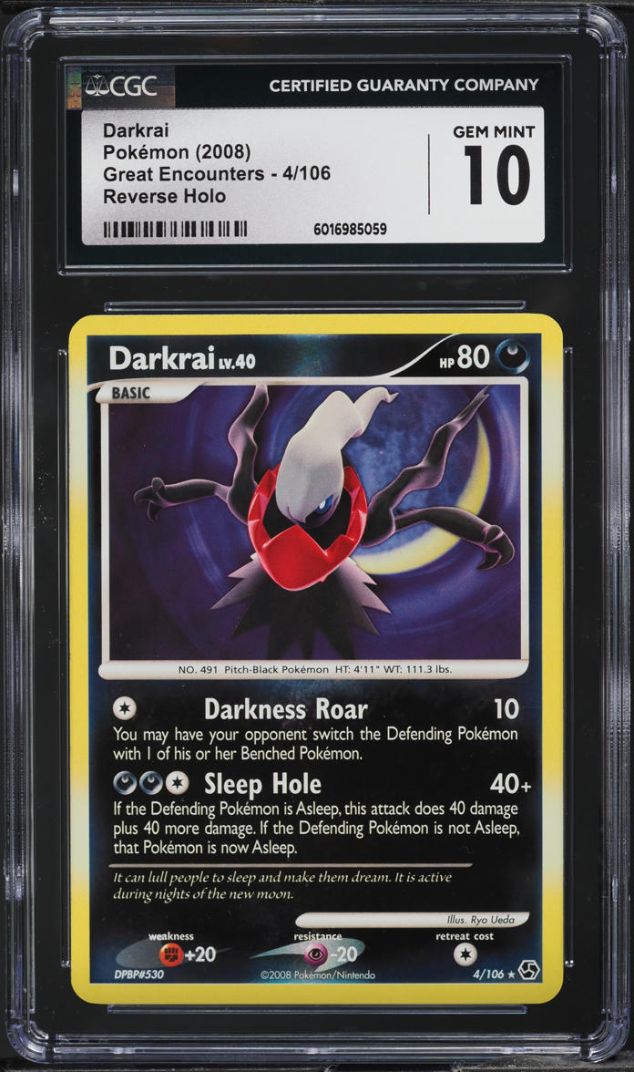 2008 Pokemon Diamond & Pearl Great Encounters Reverse Holo Darkrai #4 CGC 10 GEM