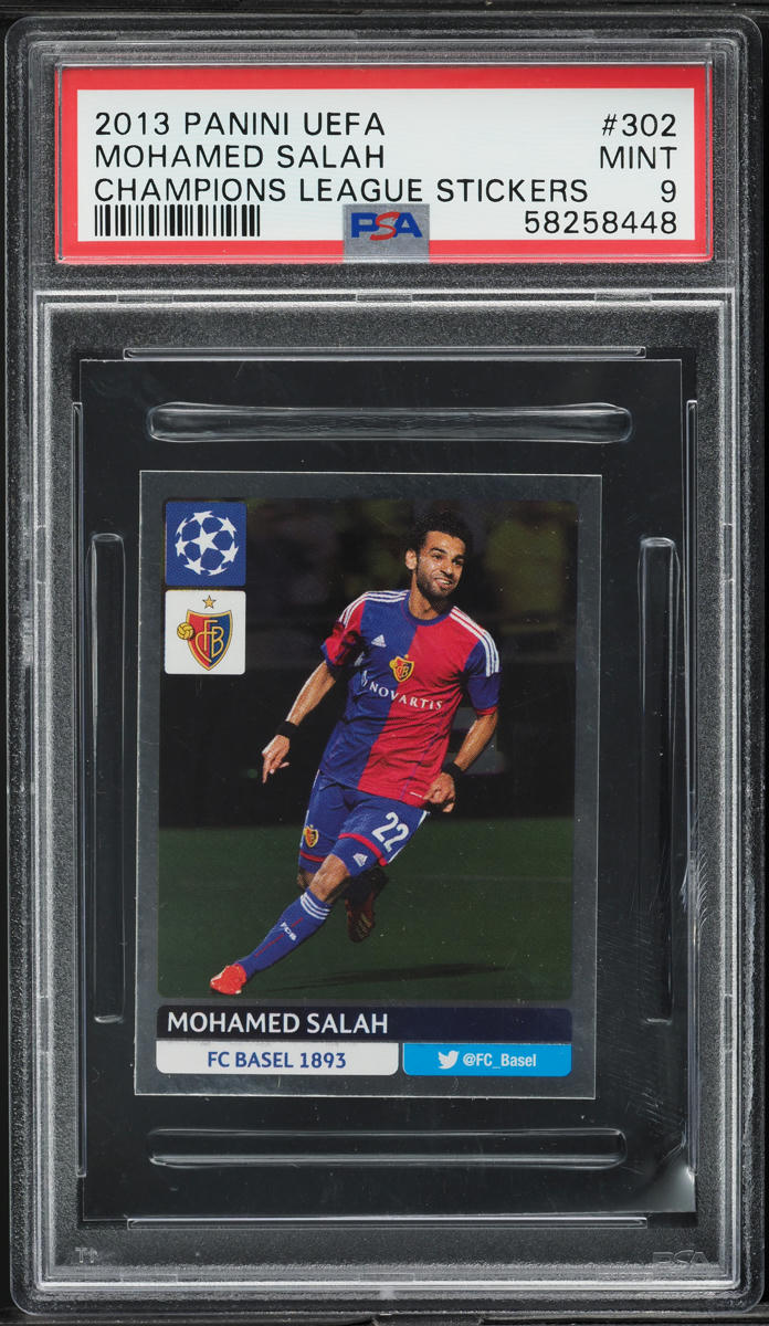 2013 Panini UEFA Champions League Stickers Mohamed Salah ROOKIE #302 PSA 9 MINT