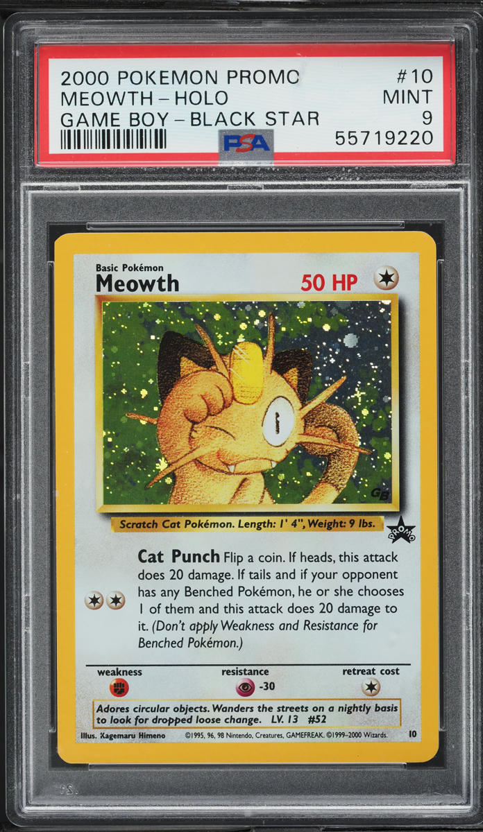 2000 Pokemon Game Boy Black Star Promo Holo Meowth #10 PSA 9 MINT