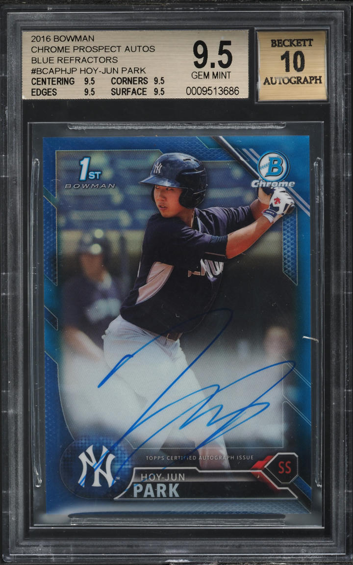 2016 Bowman Chrome Blue Refractor Hoy-Jun Park PROSPECT AUTO /150 BGS 9.5 GEM