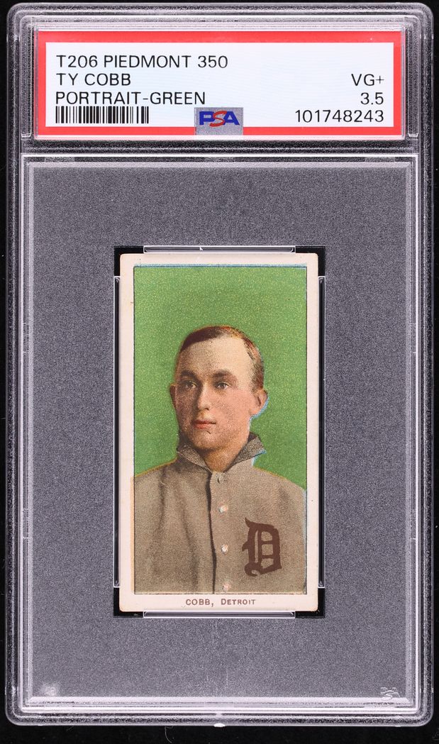 1909-11 T206 Ty Cobb GREEN PORTRAIT, PIEDMONT PSA 3.5 VG+