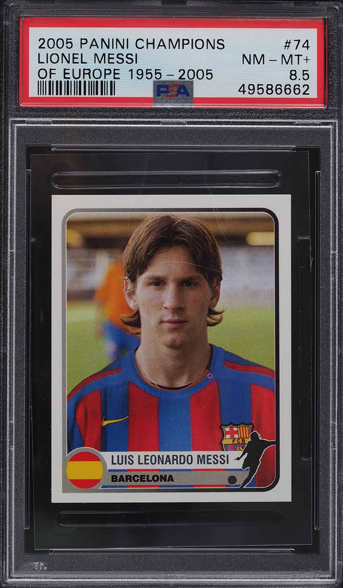 2005 Panini Champions Of Europe '55-'05 Lionel Messi #74 PSA 8.5 NM-MT+