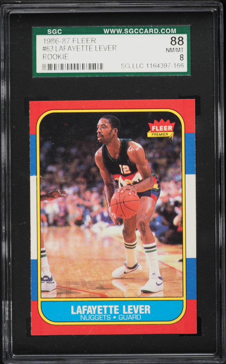 1986 Fleer Basketball Lafayette Lever #63 SGC 8 NM-MT
