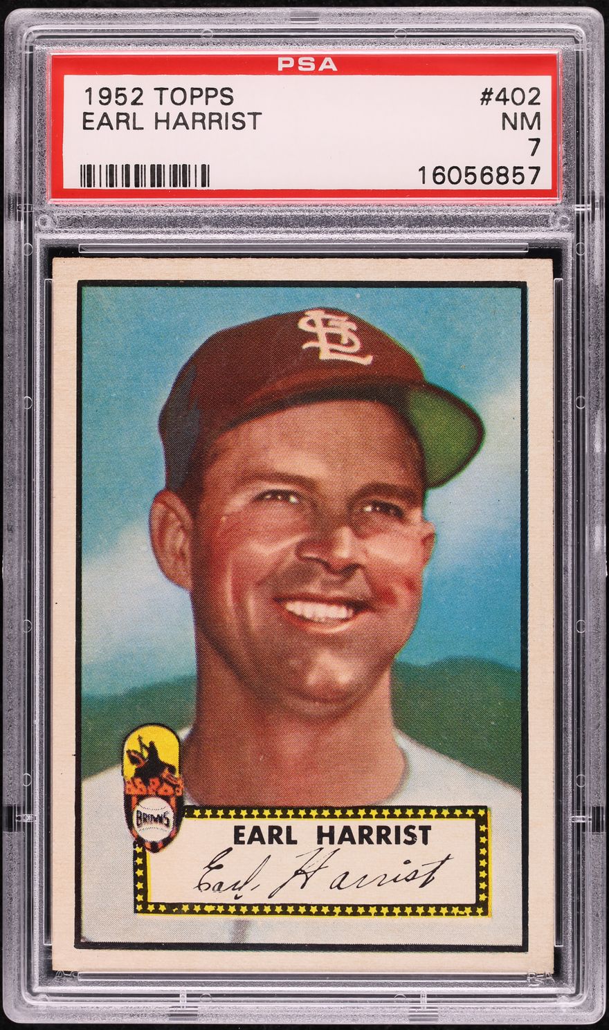 1952 Topps Earl Harrist #402 PSA 7 NRMT