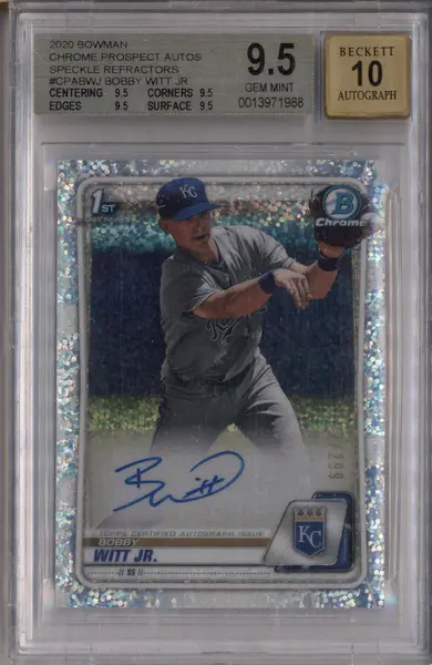 2020 Bowman Chrome Rookie Autograph Speckle Bobby Witt Jr RC /299 BGS 9.5