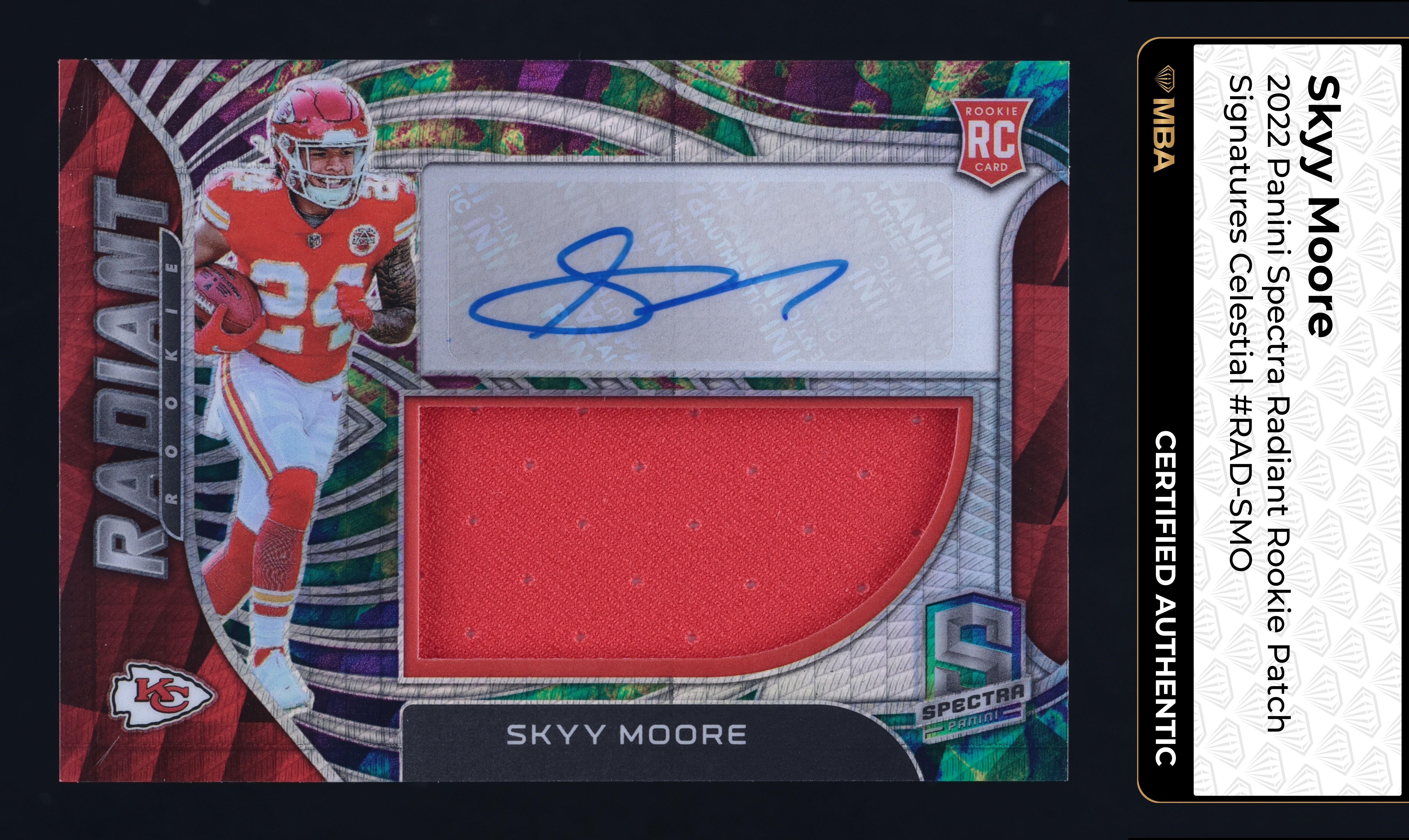 2022 Panini Spectra Radiant Celestial Skyy Moore ROOKIE PATCH AUTO /75 MBA AUTH