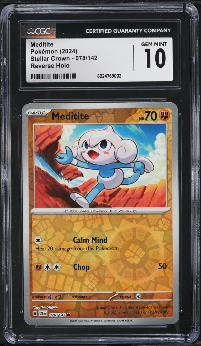 2024 Pokemon SV Stellar Crown Reverse Holo Meditite #78 CGC 10 GEM MINT