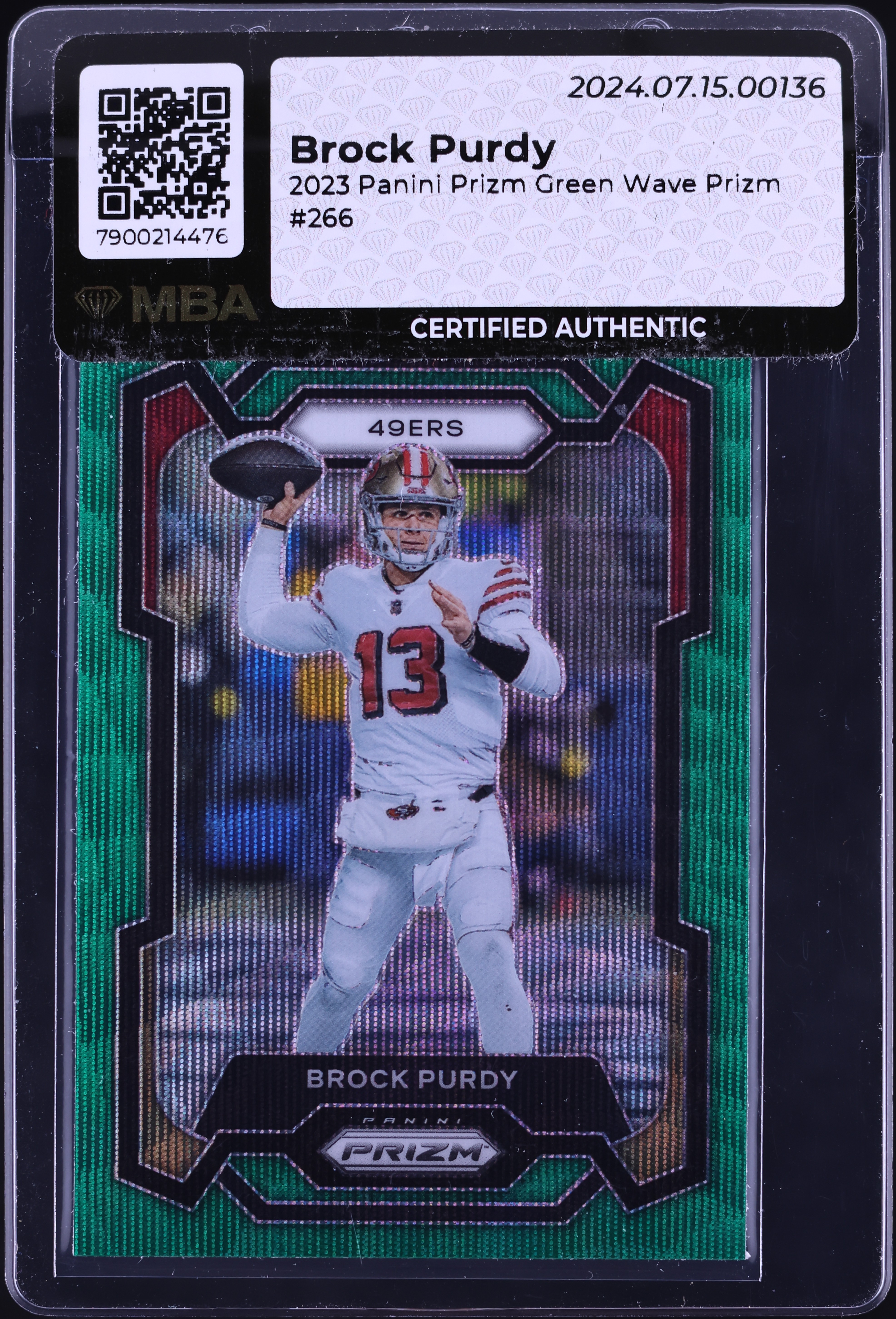 2023 Panini Prizm Green Wave Brock Purdy #266 MBA AUTH