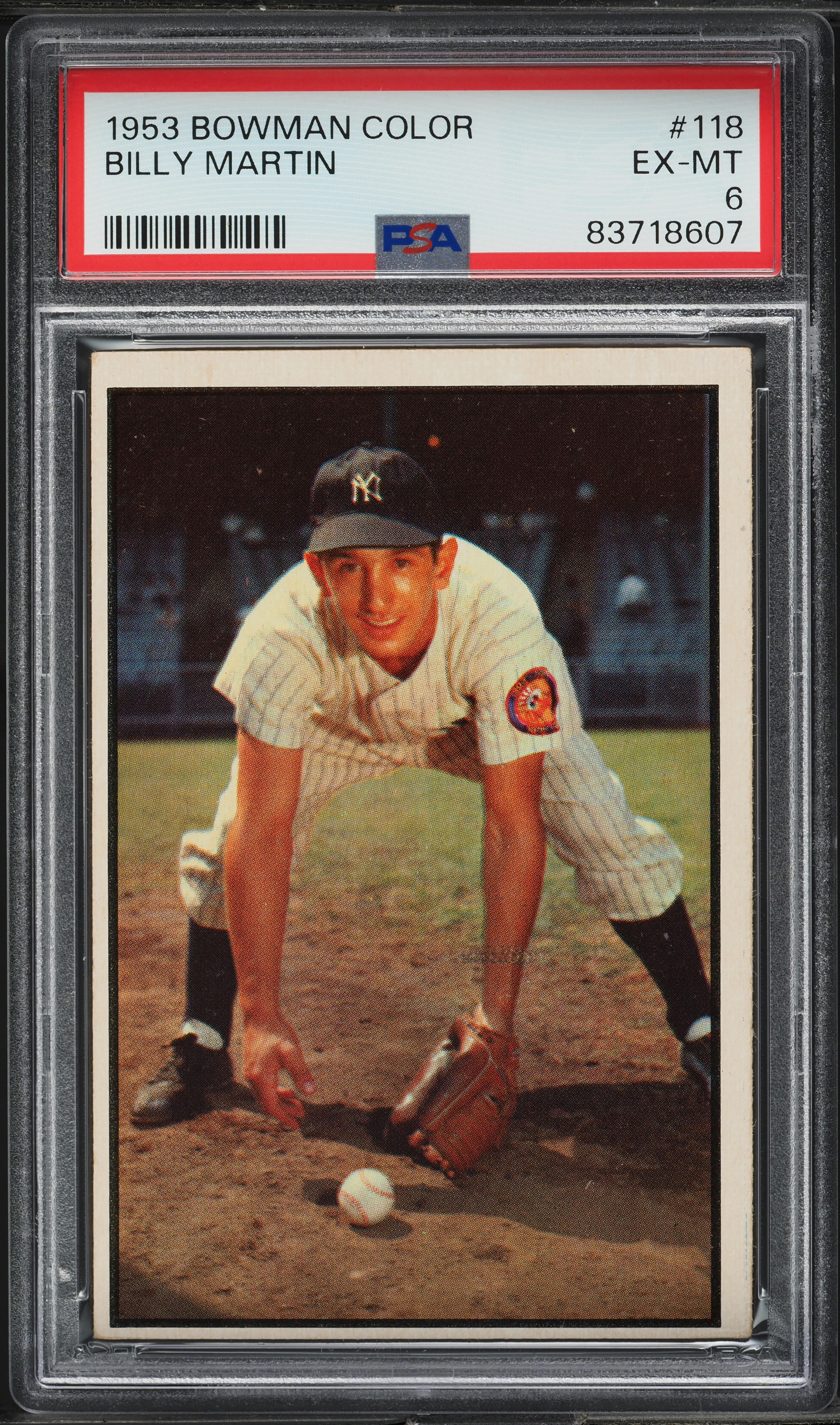 1953 Bowman Color Billy Martin #118 PSA 6 EXMT