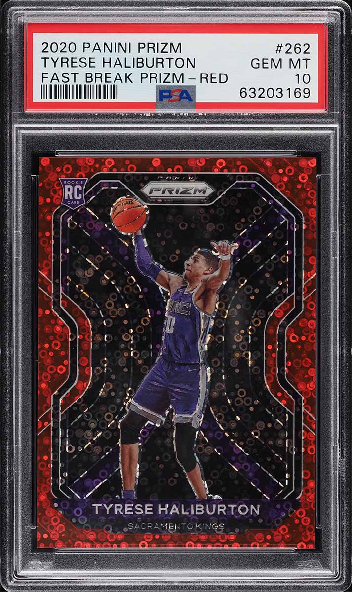 2020 Panini Prizm Fast Break Red Prizms Tyrese Haliburton RC /125 #262 PSA 10