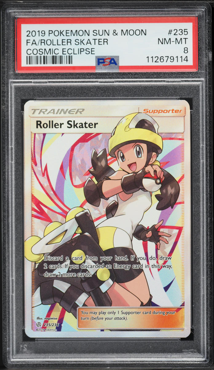 2019 Pokemon Sun & Moon Cosmic Eclipse Full Art Roller Skater #235 PSA 8 NM-MT