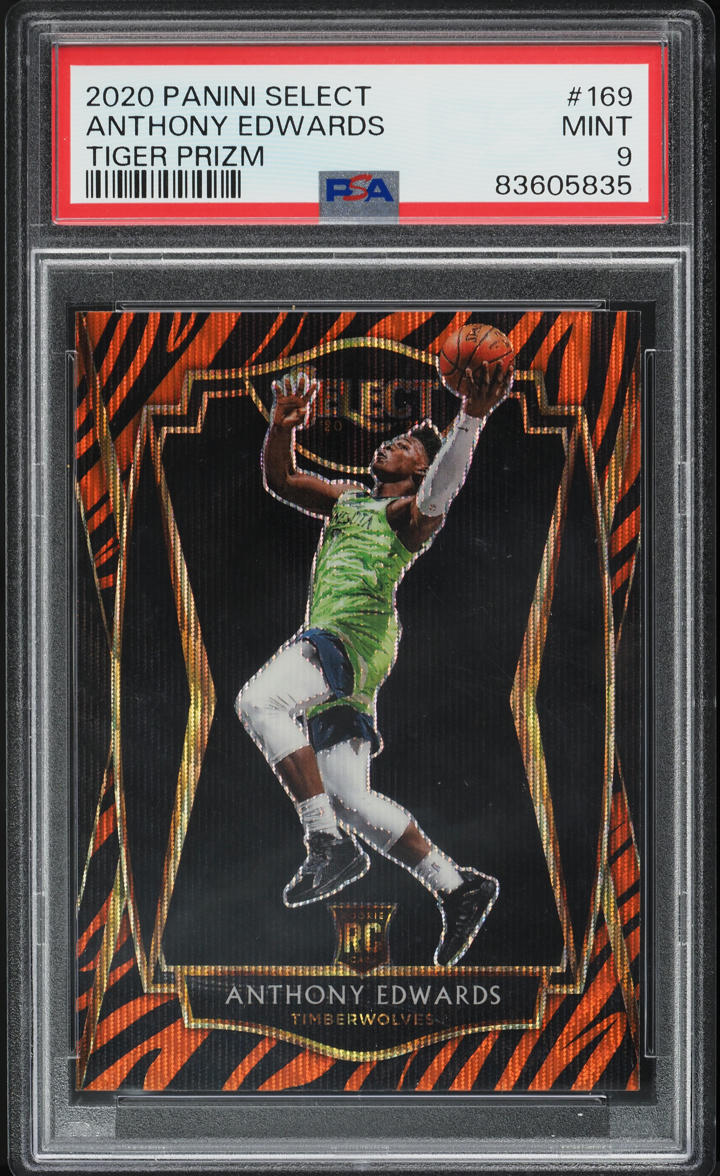 2020 Select Premier Level Tiger Prizm Anthony Edwards ROOKIE #169 PSA 9 MINT